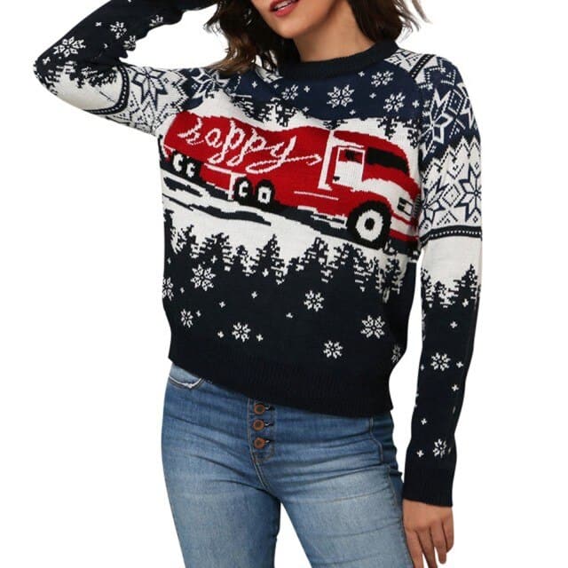 Women Christmas Sweater Harajuku Knitted Streetwear Cute Little Penguin Cartoon Pullover ONeck Oversize Casual Ladies Sweaters