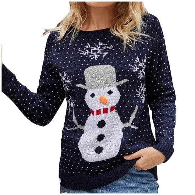 Women Christmas Sweater Harajuku Knitted Streetwear Cute Little Penguin Cartoon Pullover ONeck Oversize Casual Ladies Sweaters