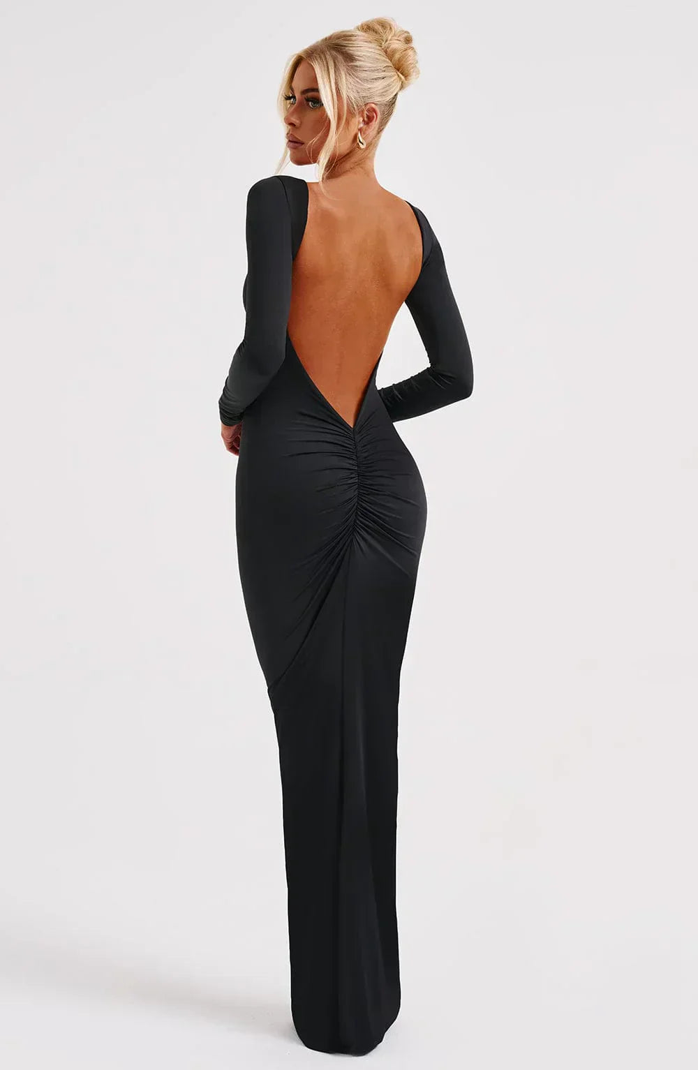Evanna Boat Neck Backless Maxi Dress
