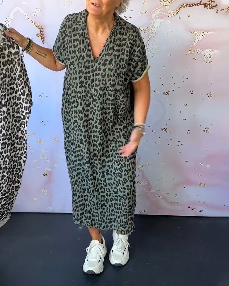 Elisa V-neck Dress with Leopard Print for Women Everyday Fashion Pick