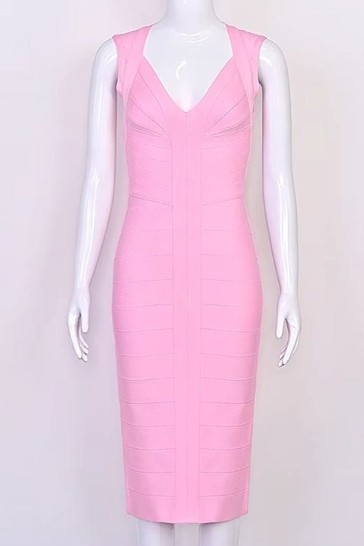 Sabrina Bandage Midi Dress - Red Wine