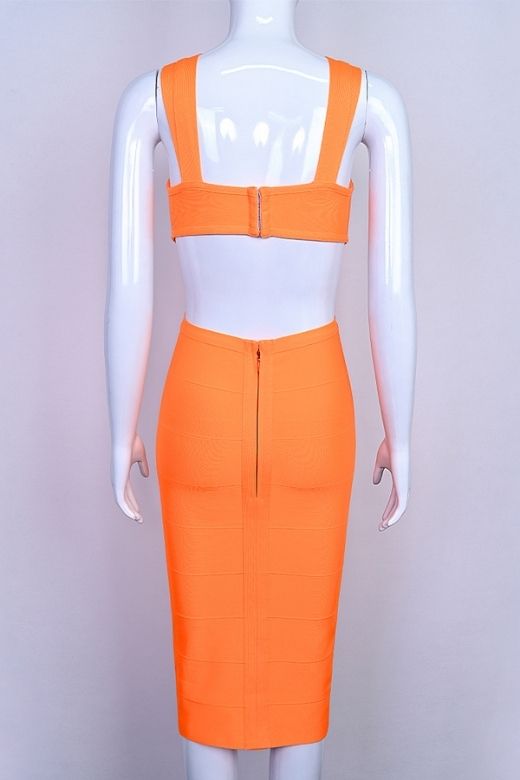 Sasha Bandage Midi Dress - Apricot Orange (Sale)