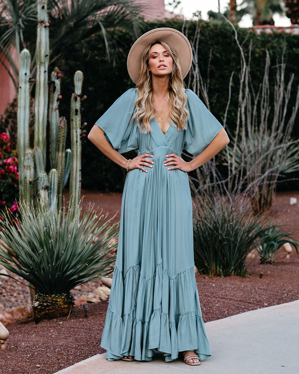 PREORDER Seafoam Season Pocketed Tiered Maxi Dress Seafoam