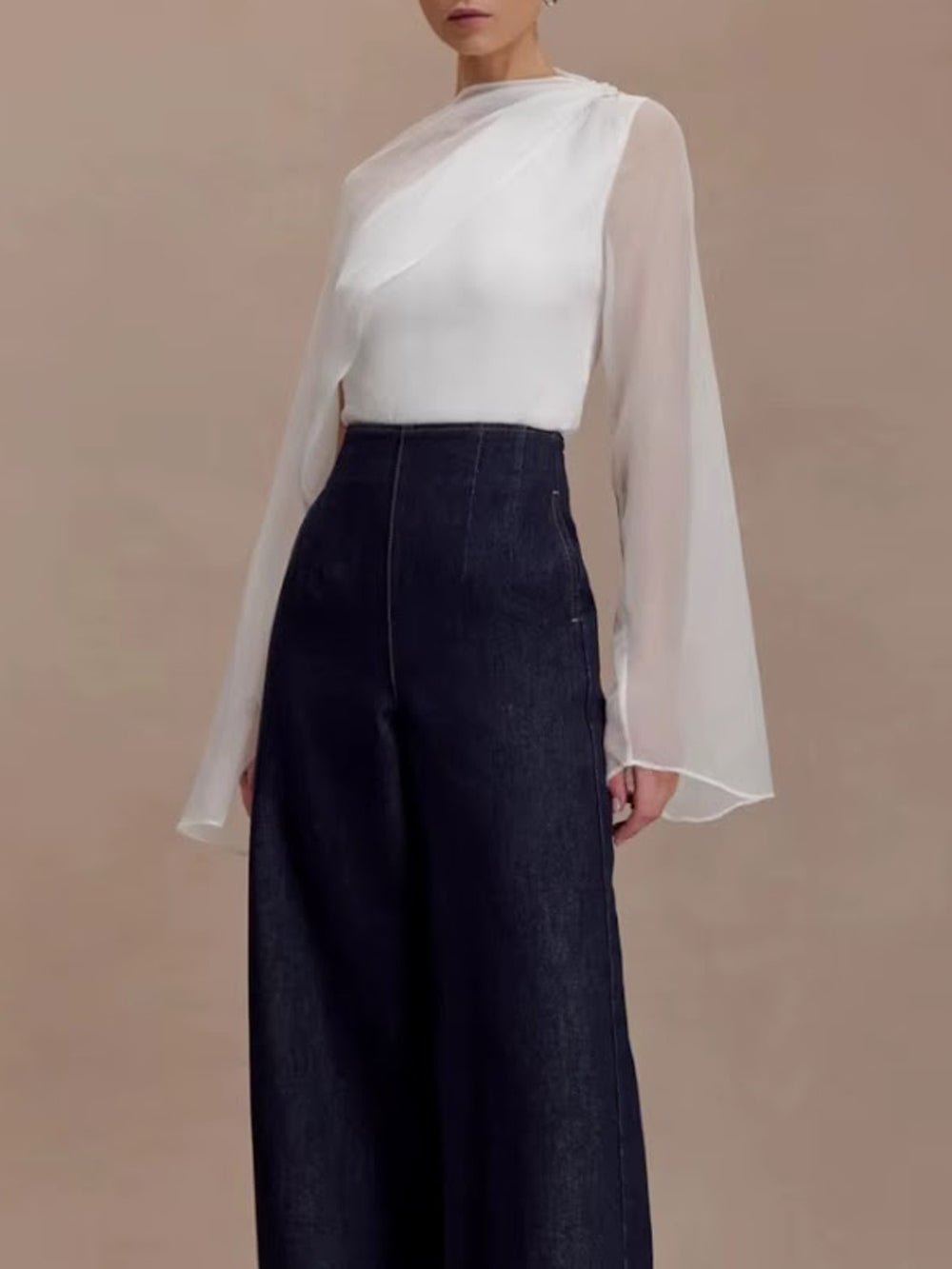 Seraphina Sheer Draped Sleeve Blouse