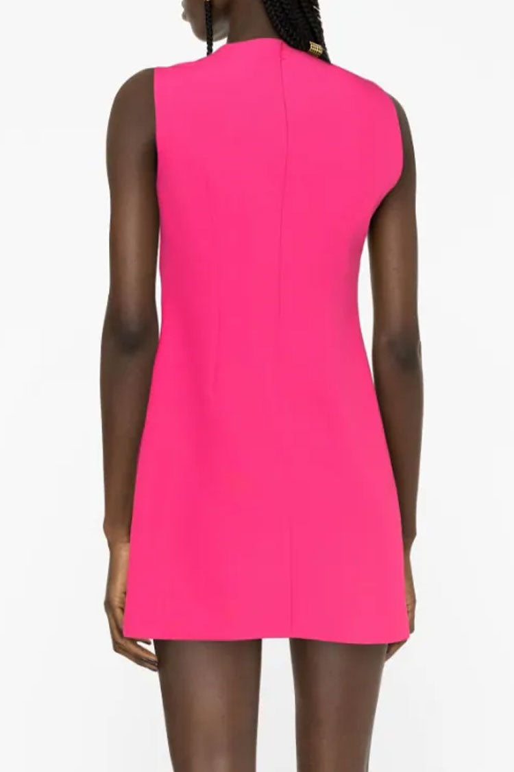 Hot Pink Crew Neck Sleeveless Slash Cutout Bodycon Mini Dress