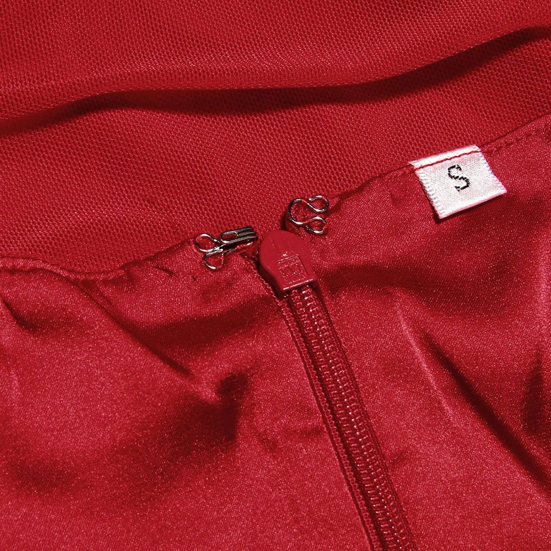 Red Strapless Ruched Tulle Ruffle Trim Bodycon Mini Dress