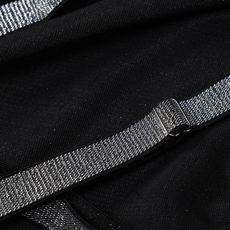 Black Backless Crisscross Strap Rhinestone Glitter Bodycon Maxi Dress
