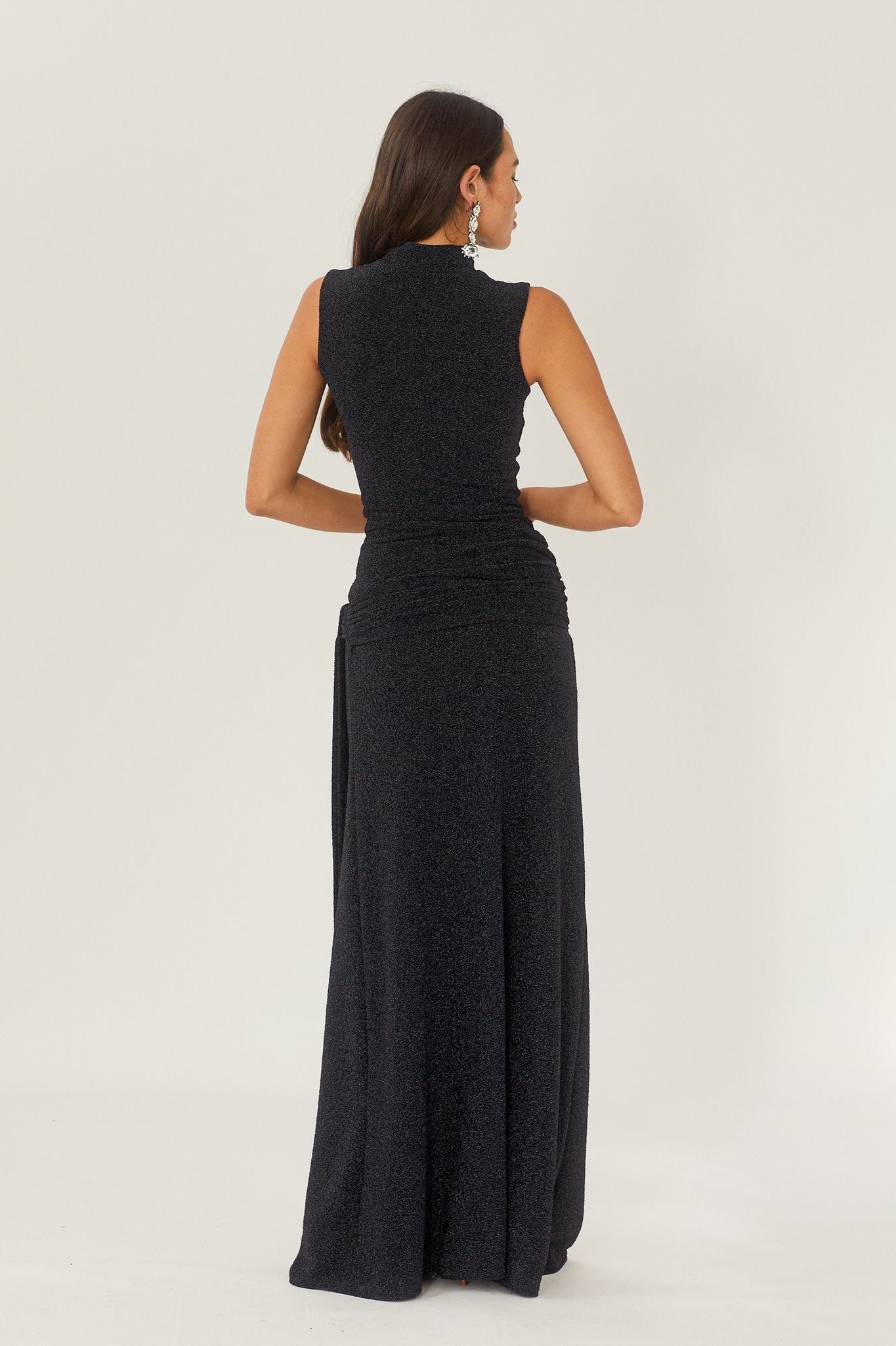 Melanie Premium Maxi Knit Dress with Metallic Straps Elevated Occasion Wear