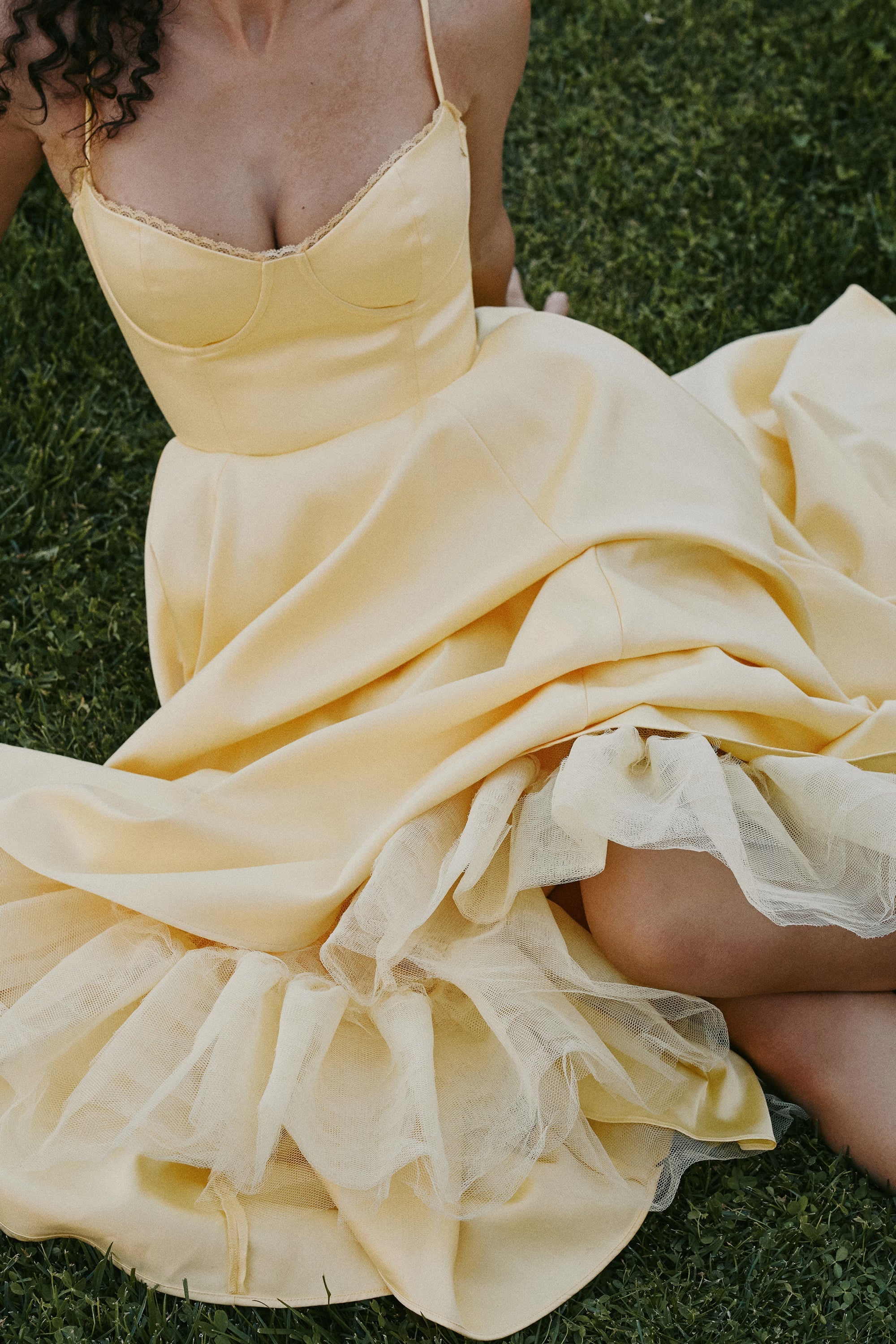 Satin Tulle Midi Dress
