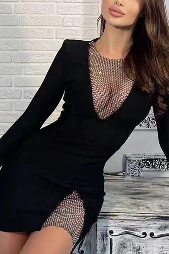 Sofie Long Sleeve Bodycon Mini Dress - Classic Black (Sale)