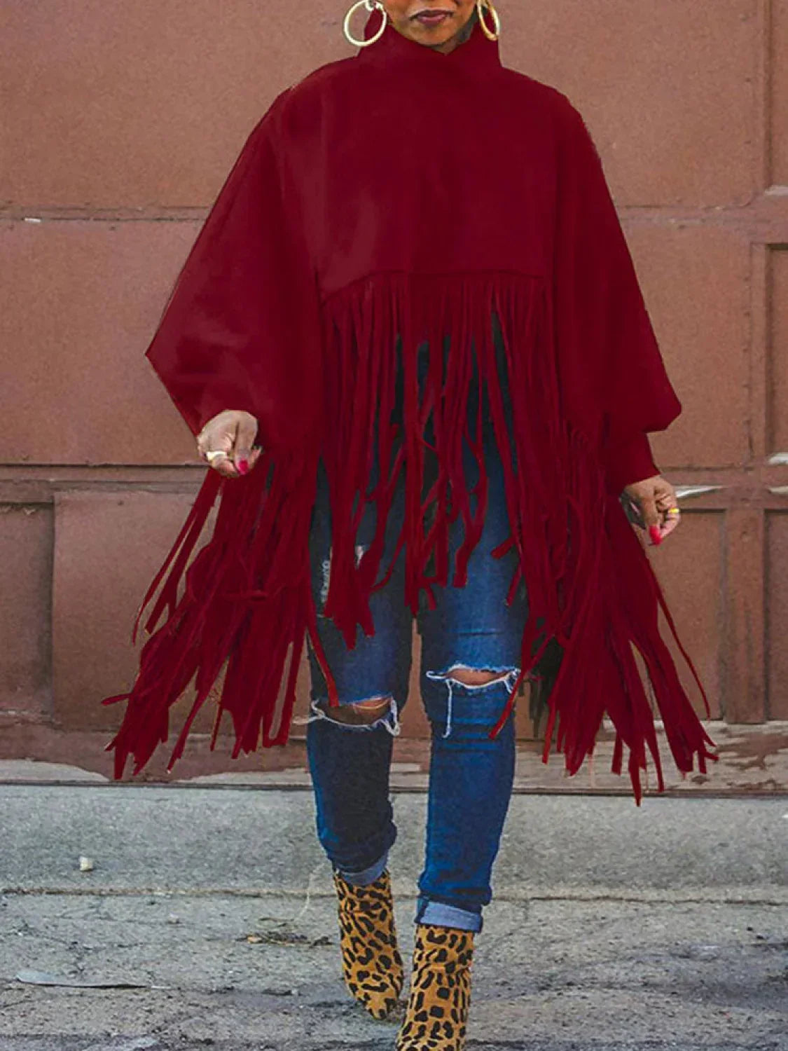 Solid Fringed Suede Top
