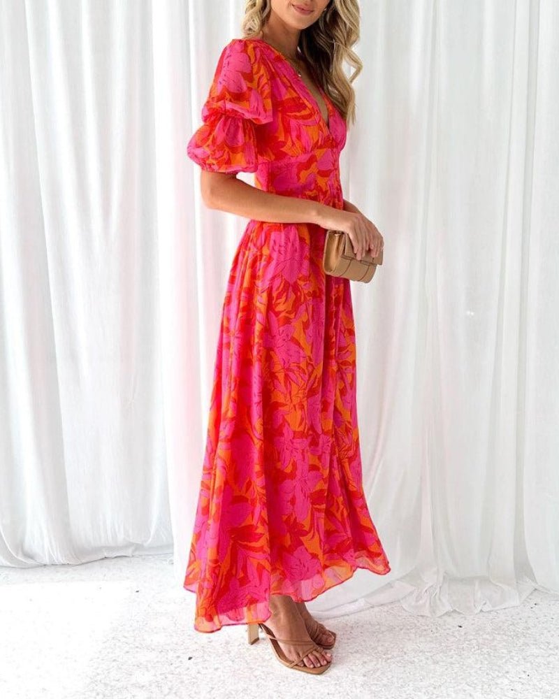 Tania Elegant Maxi Dress in Rot-rosa for Women Smart Casual Outfit