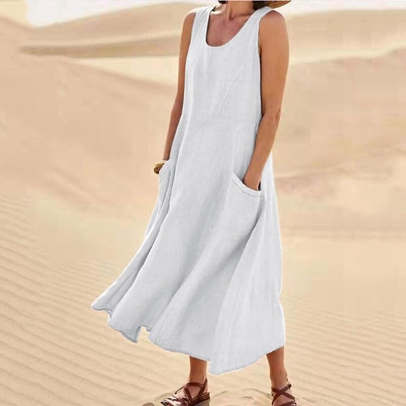Gundisalva Timeless Sleeveless Dress with Pockets Chic Silhouette Collection