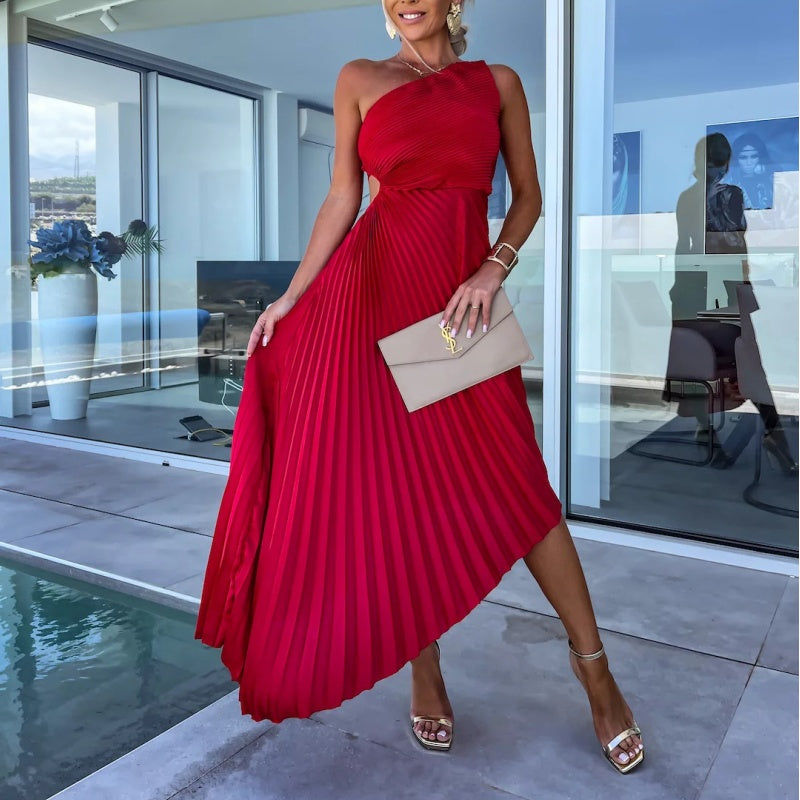 Alberta Luxe Maxi Dress with Hemstitch Evening Wear Edit
