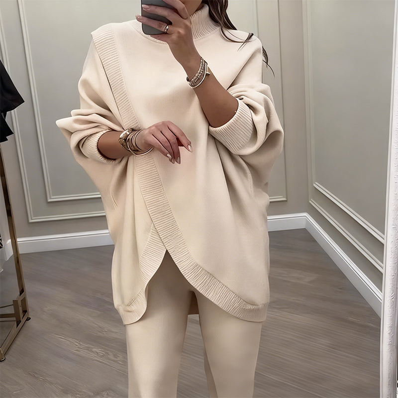 Oversized Knit Long Sleeve Top And Wide Leg Pants Set 9