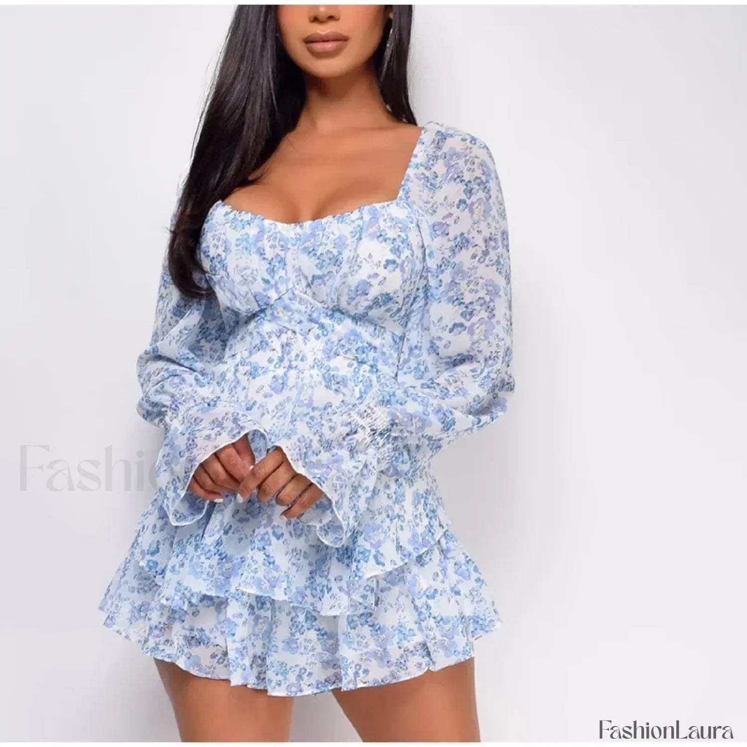 Square Neck Jumpsuit Floral Dress