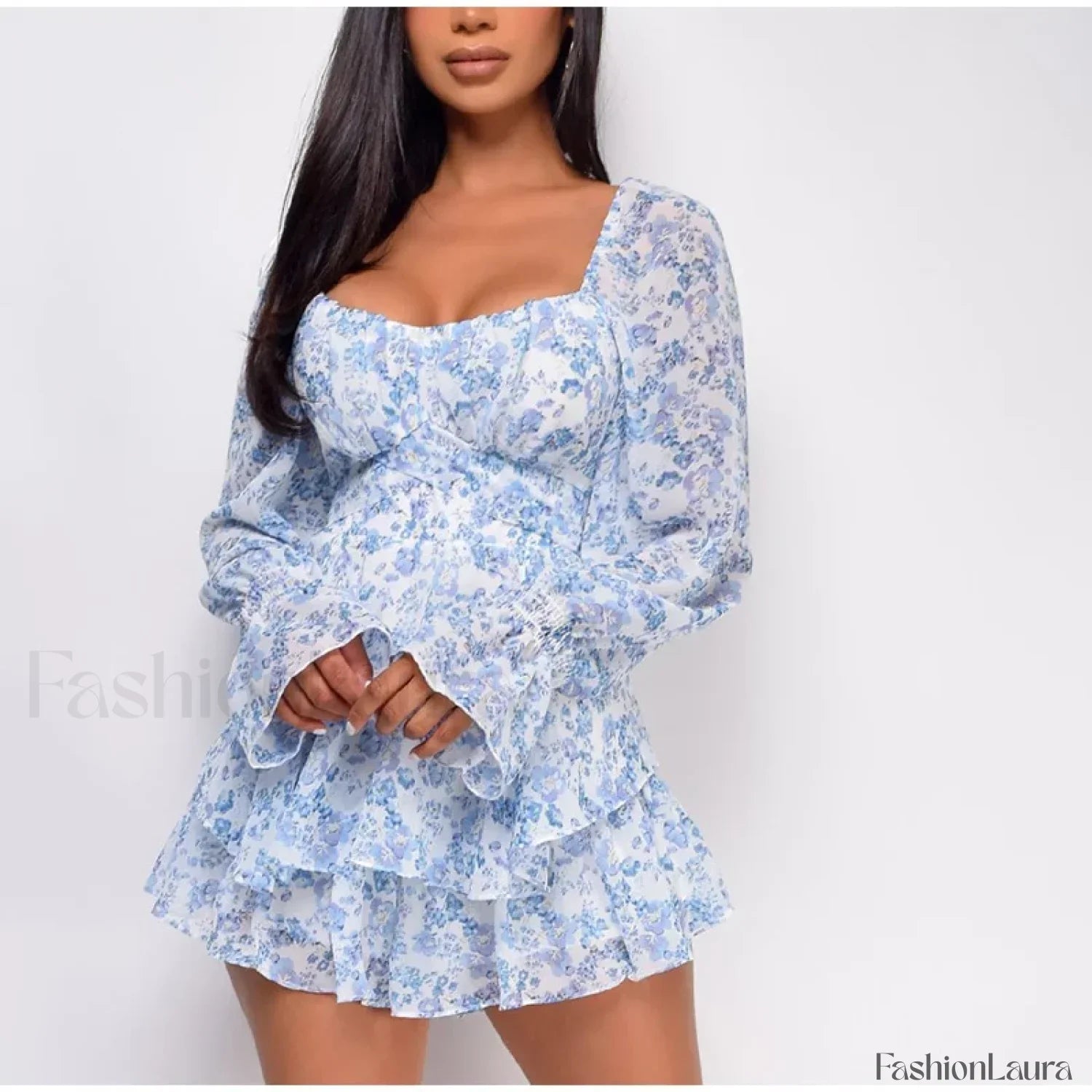 Square Neck Jumpsuit Floral Dress