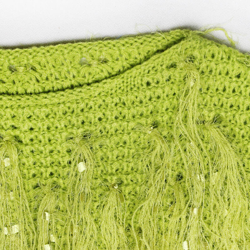 Green Crew Neck Sequin Shaggy Fringe Long Sleeve Cropped Sweater