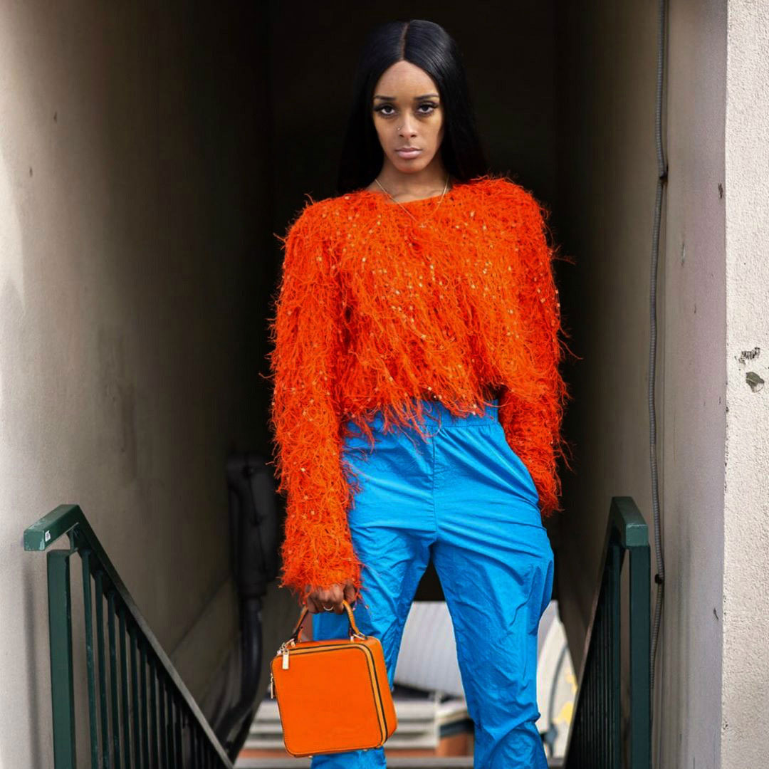 Red Crew Neck Sequin Shaggy Fringe Long Sleeve Cropped Sweater