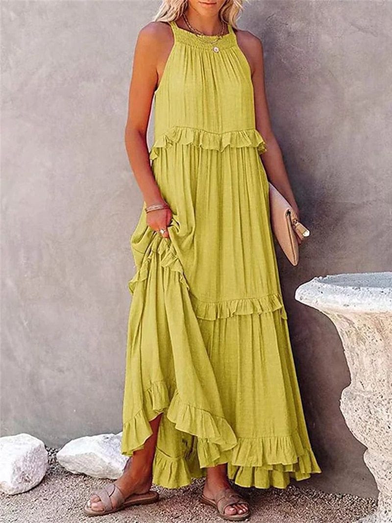 Bellamy Timeless Yellow Loose Summer Dresses Women Maxi Premium Wardrobe Essential