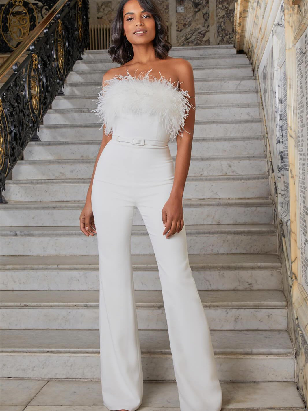 Feather Tube Top Jumpsuit
