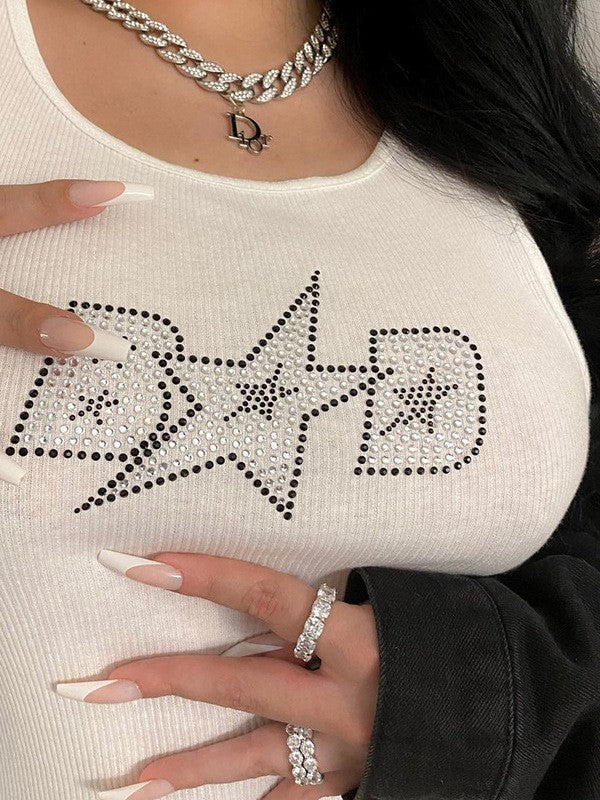 Letter Hot Drill Strap Dress