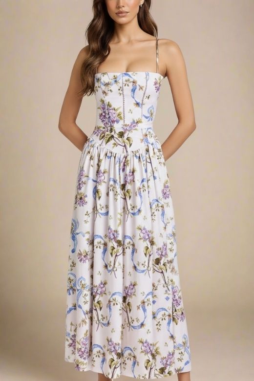 Tasmin Midi Dress - White Floral (Sale)