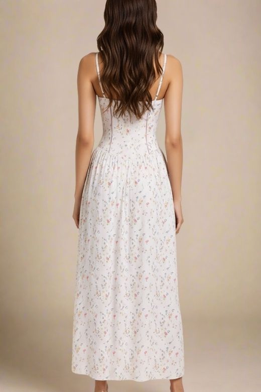 Tasmin Midi Dress - White Print (Sale)