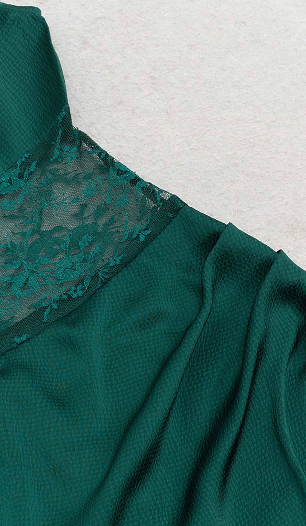 Thigh Slit Lace Midi Dress in Turquoise