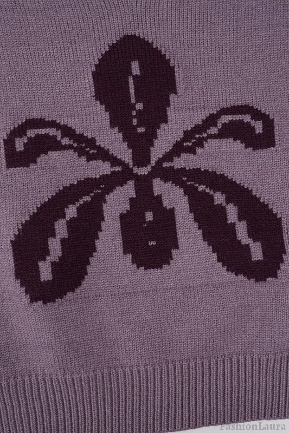 V Neck Floral Jacquard Sweater
