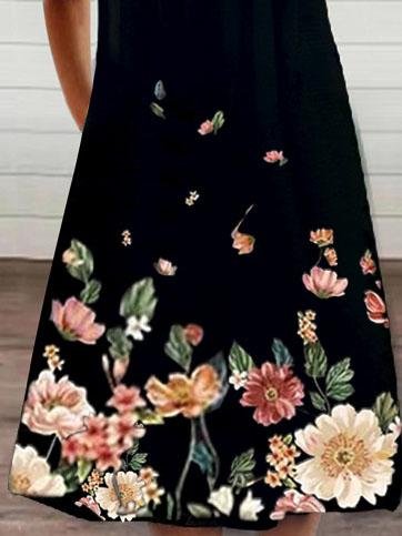 V neck Short Sleeve Casual Zipper Loose Dress