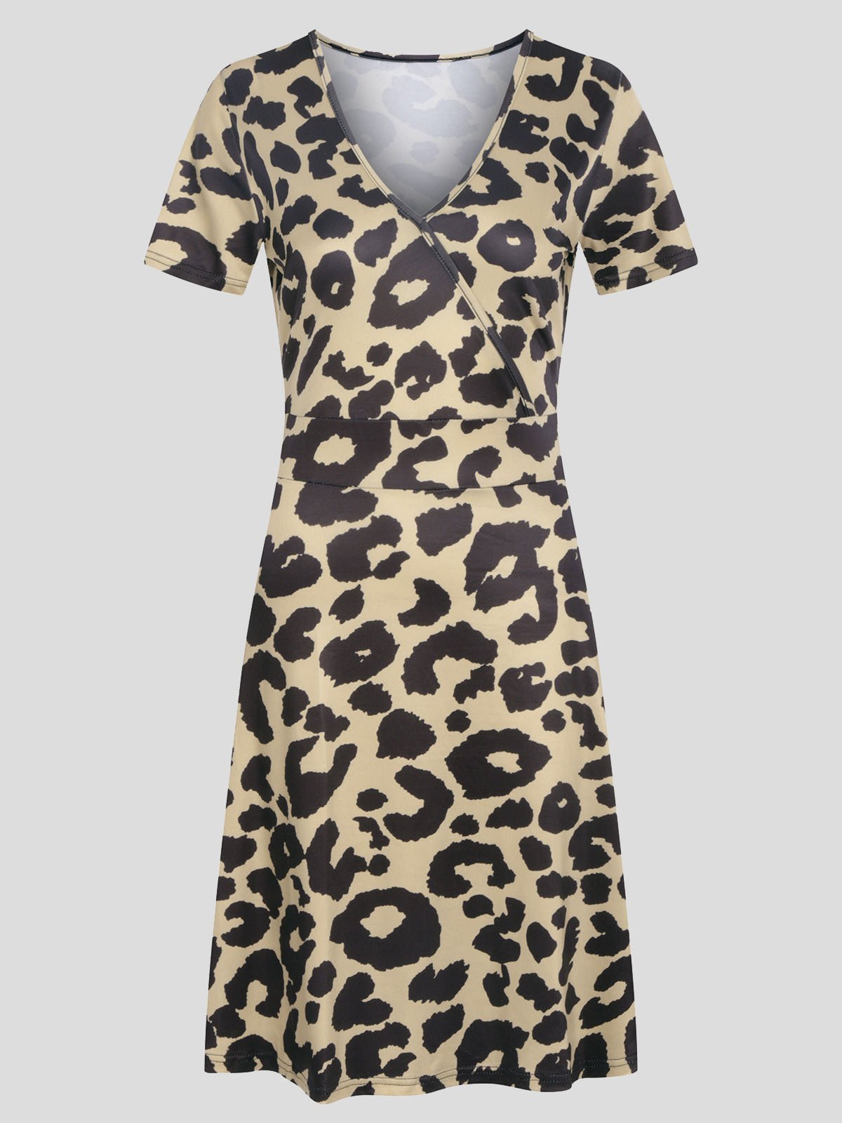 V neck Short sleeved Sun Flower Print Dress