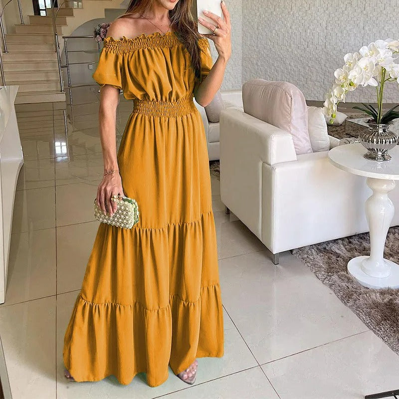 Alba Minimalist Off Shoulder Dress Evening Wear Edit
