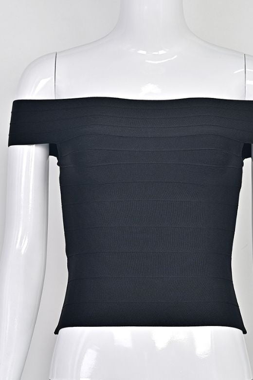 Vera Bandage Off Shoulder Top - White Pearl