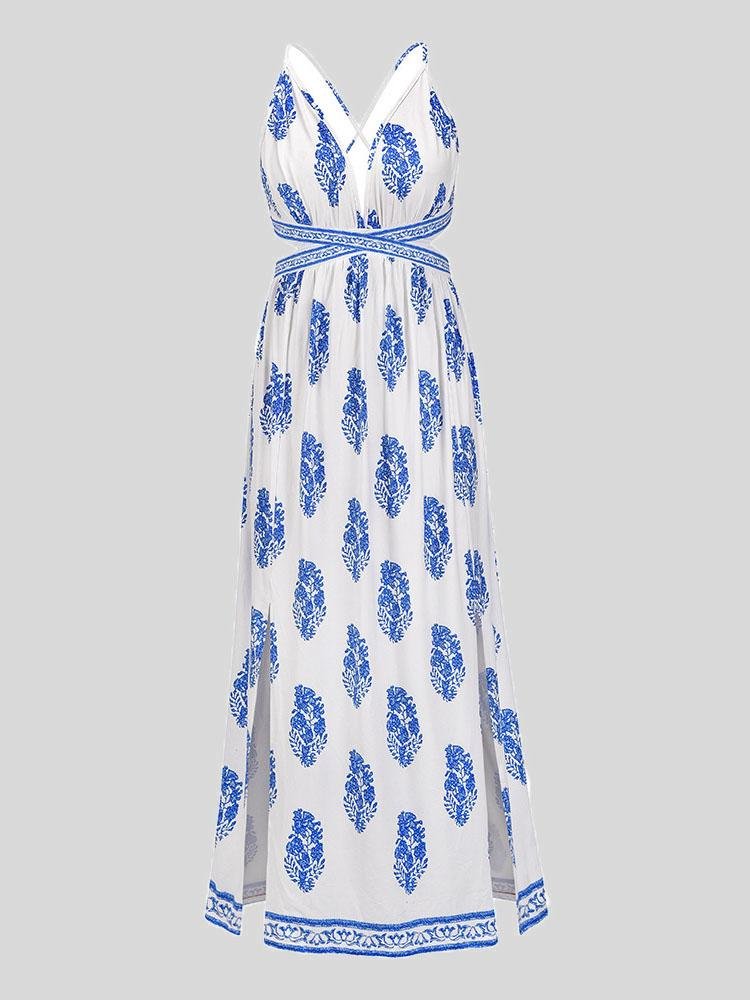 Vintage Printed Open back Bohemian Skirt