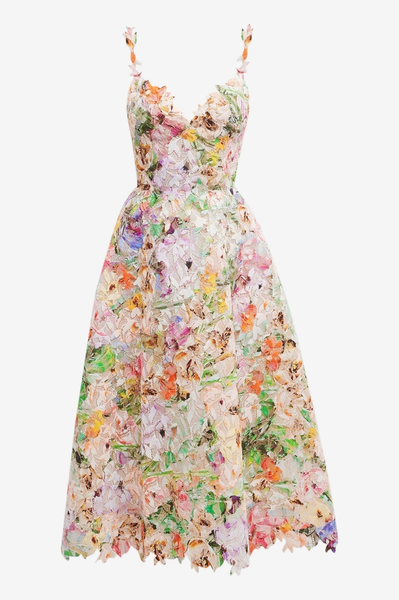 Teodora Timeless Purple Lace Midi Dress with Floral Embroidery Statement Occasion Edit