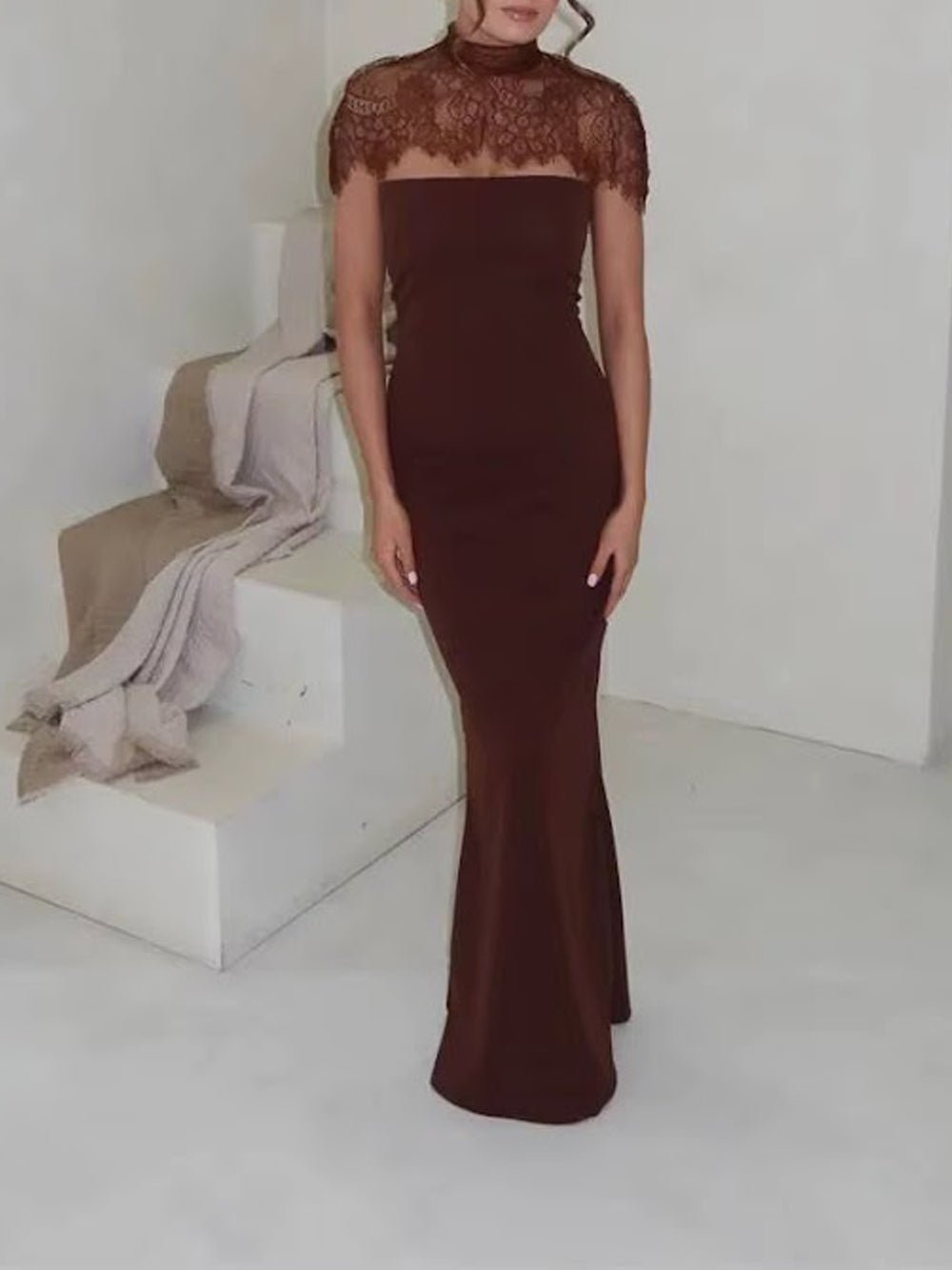 Vivienne Lace Yoke Column Gown