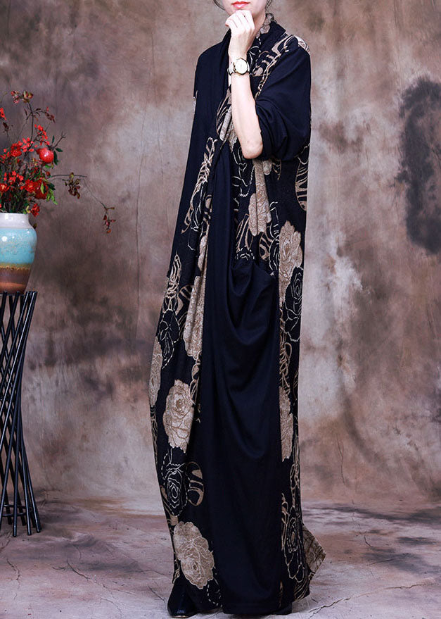 Vogue Colorblock Asymmetrical Print Chiffon long Dress Spring (Limited Stock)