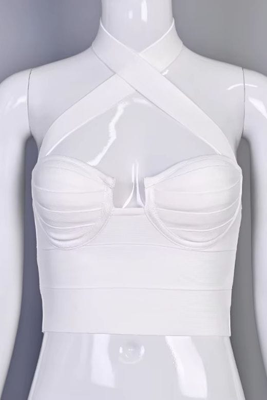 Willow Bandage Crop Top - White Pearl