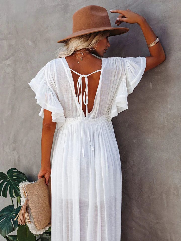 Trinidad Aesthetic White Long Beach Dress Designer Edit