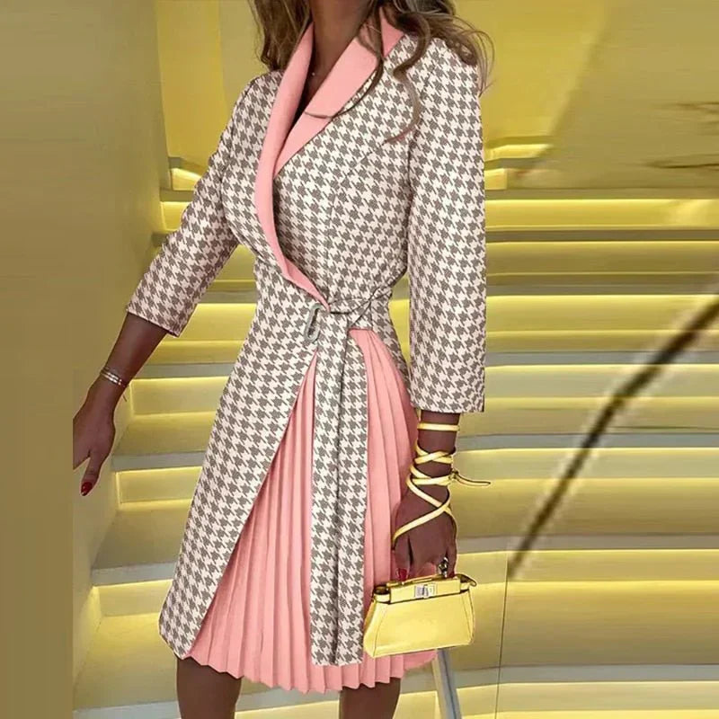 Araxie Timeless Notched Collar Blazer Dress Evening Wear Edit