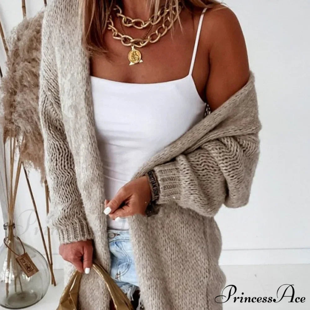 Women Casual Long Sleeve Long Sweaters Winter Loose Cardigan