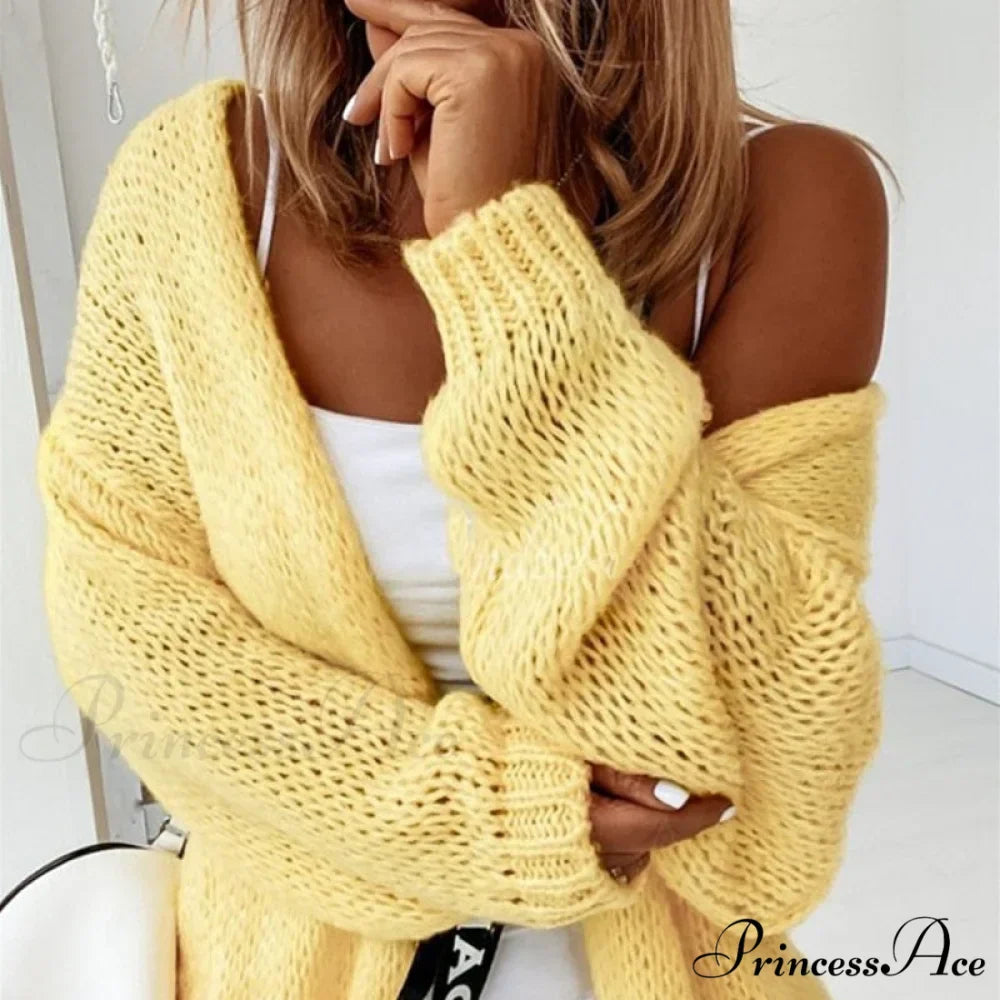Women Casual Long Sleeve Long Sweaters Winter Loose Cardigan
