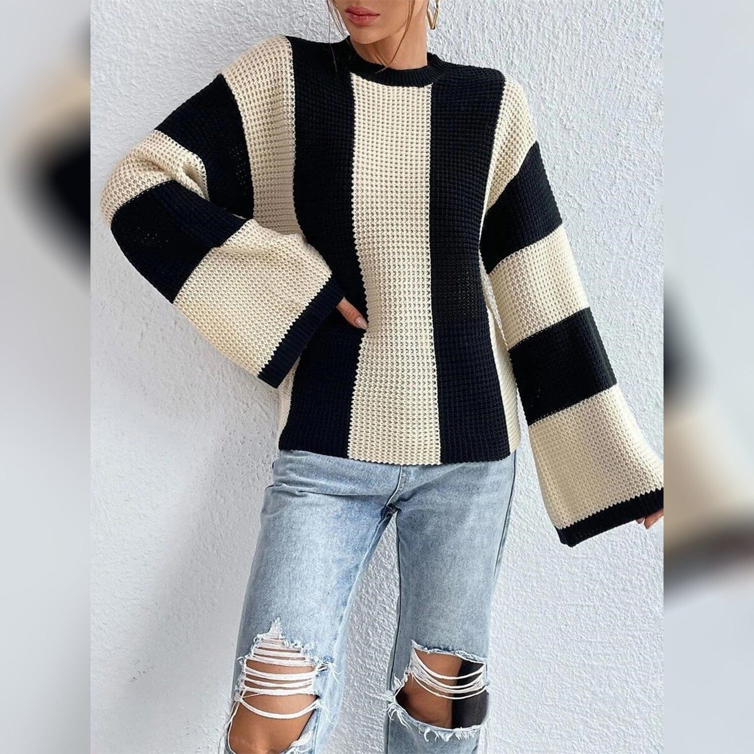 Patchwork Striped Women's Sweater