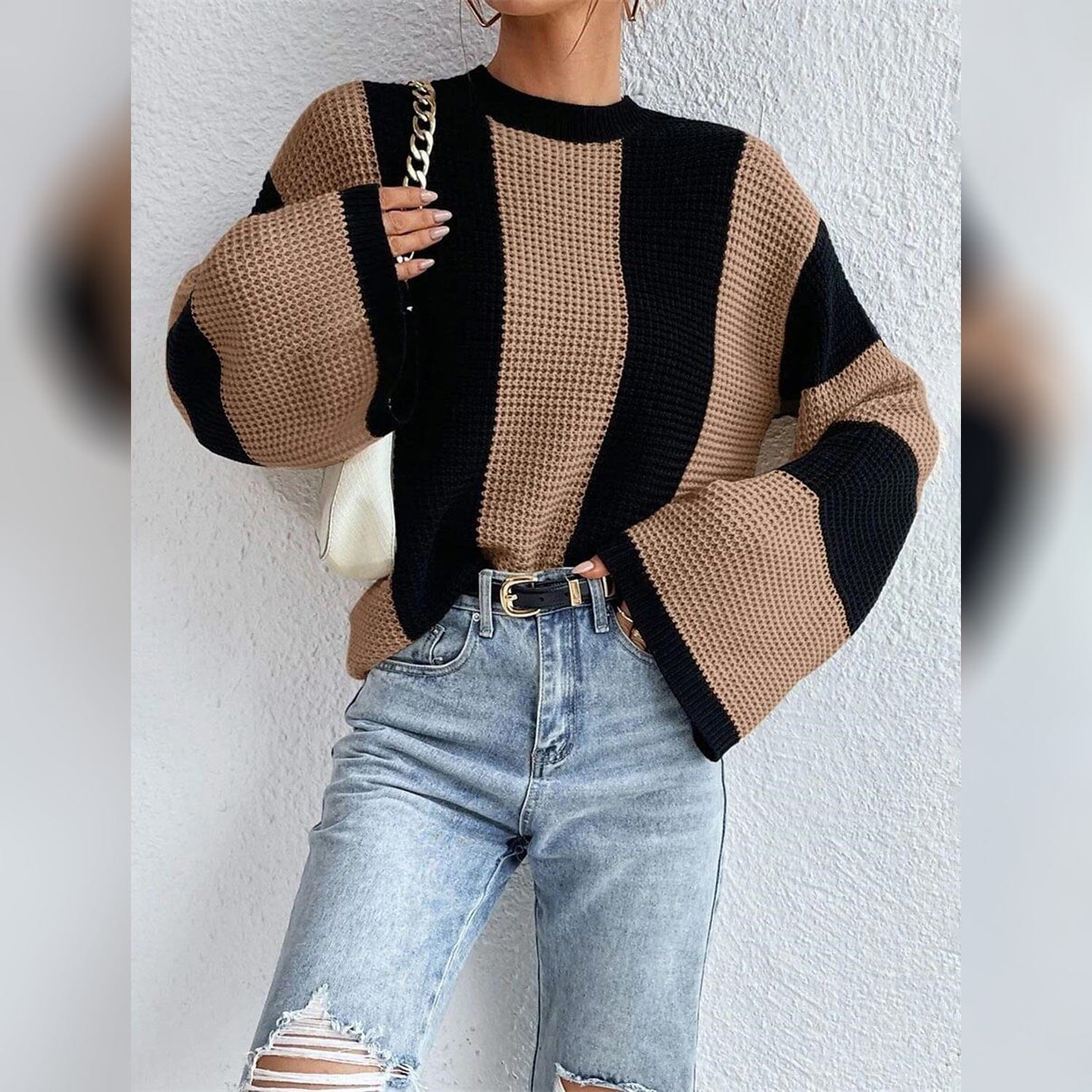 Patchwork Striped Women's Sweater
