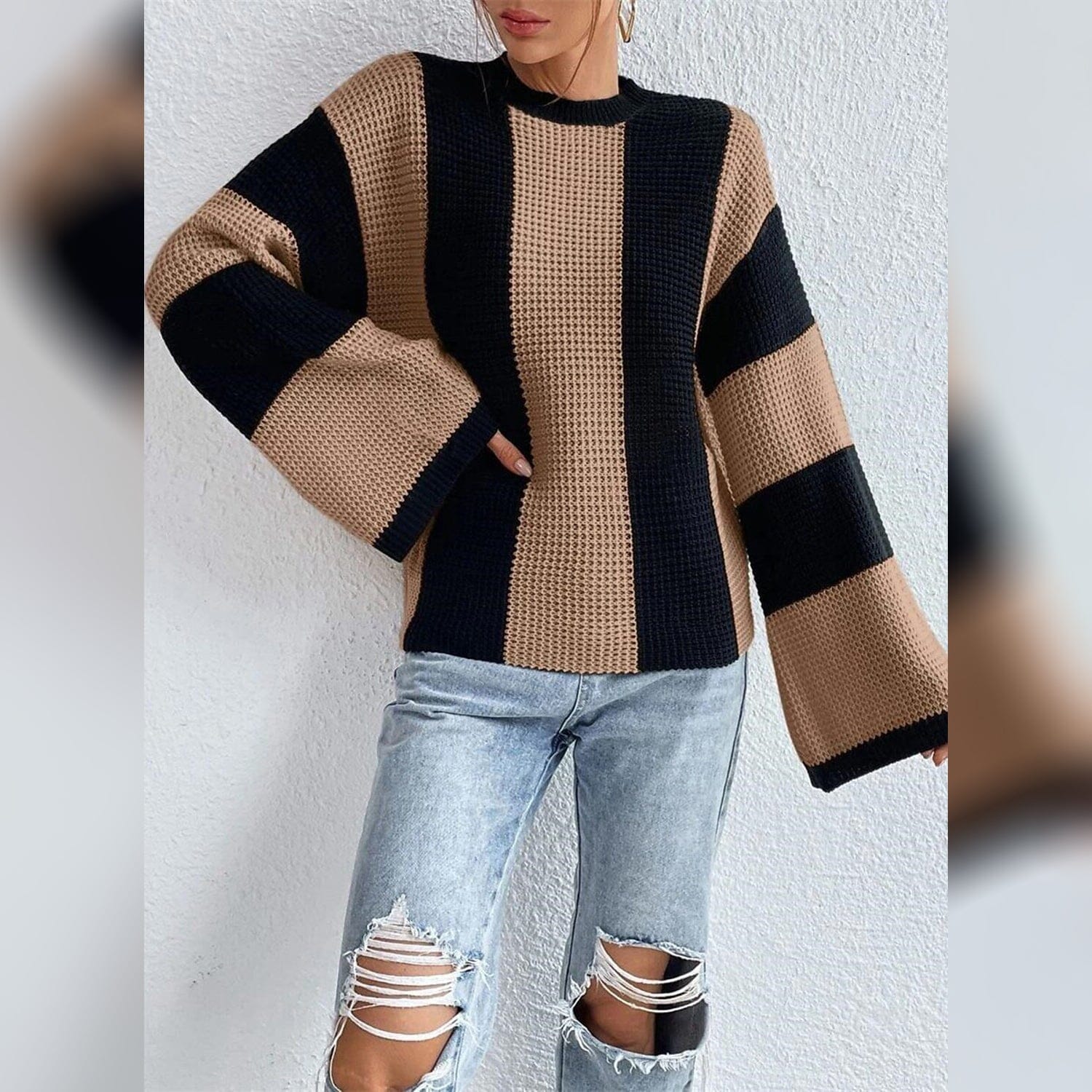 Patchwork Striped Women's Sweater