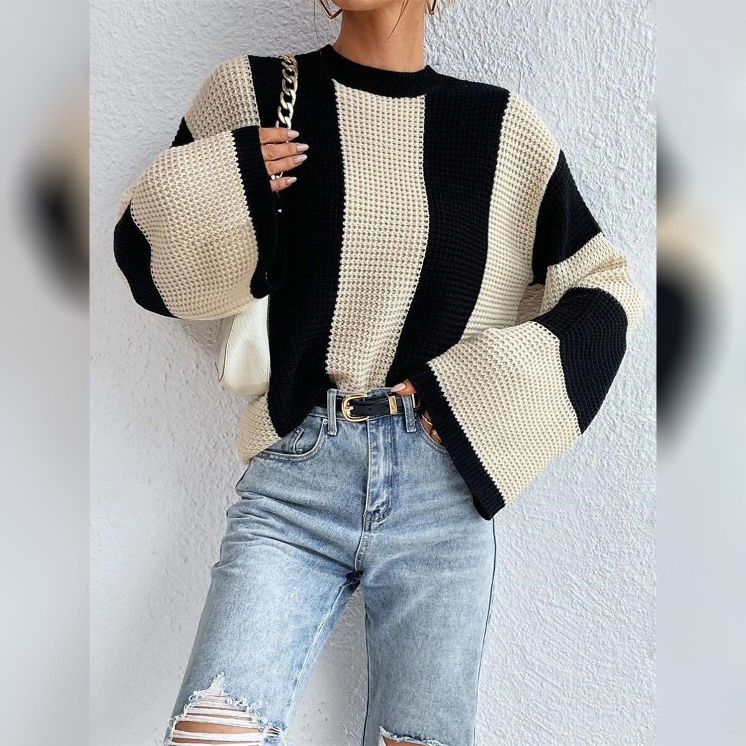 Patchwork Striped Women's Sweater