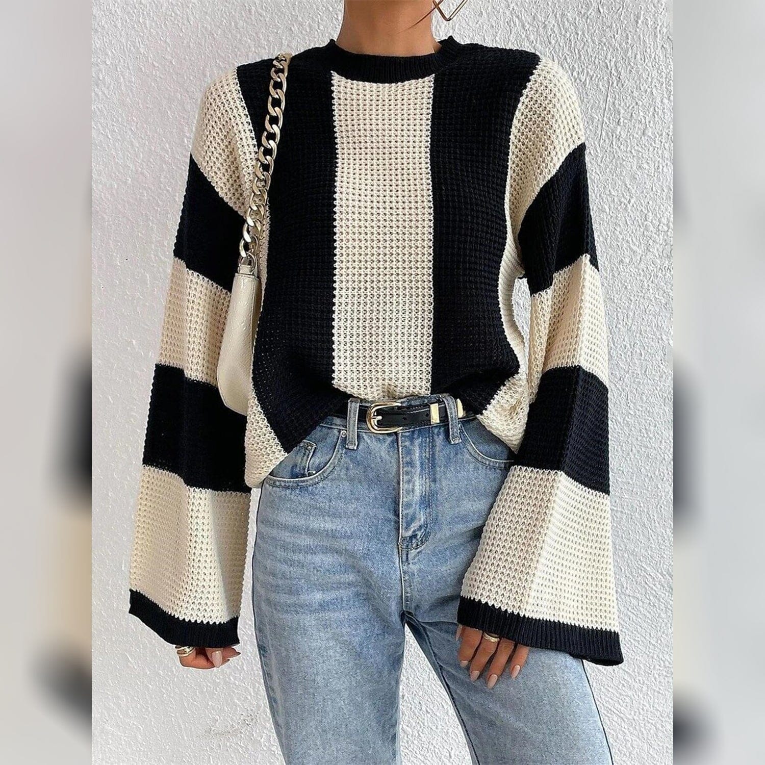 Patchwork Striped Women's Sweater