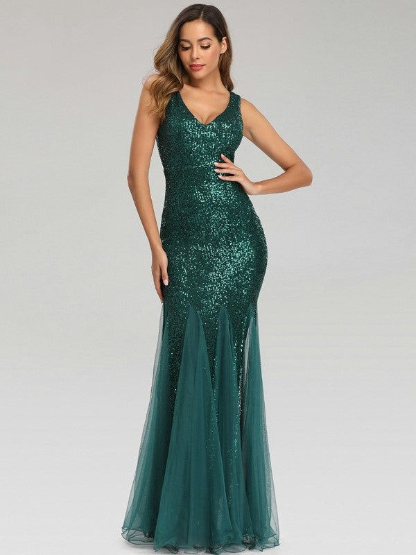 Sequin Gauze Evening Dress