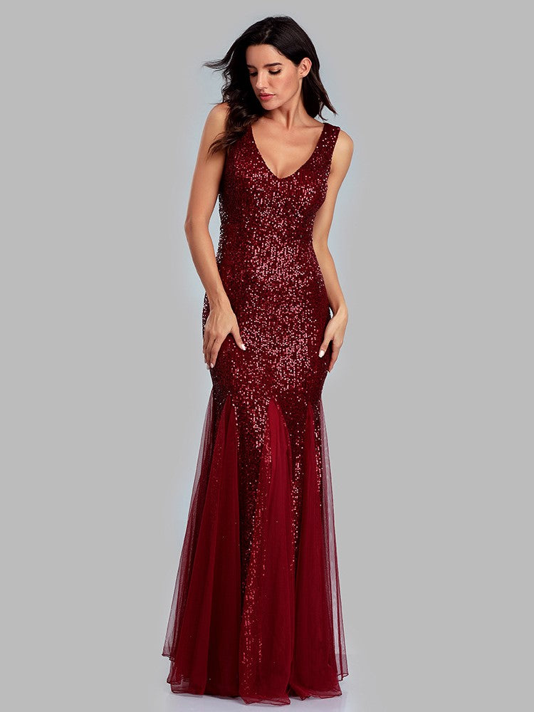Sequin Gauze Evening Dress